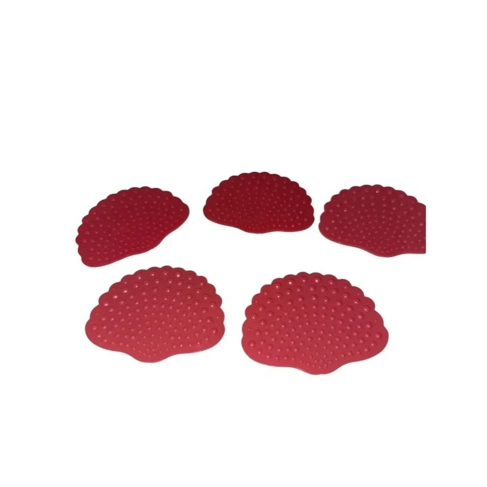Norpro Set 5 Red Shell Bathtub‎ Appliques Non-Slip suction new without packaging